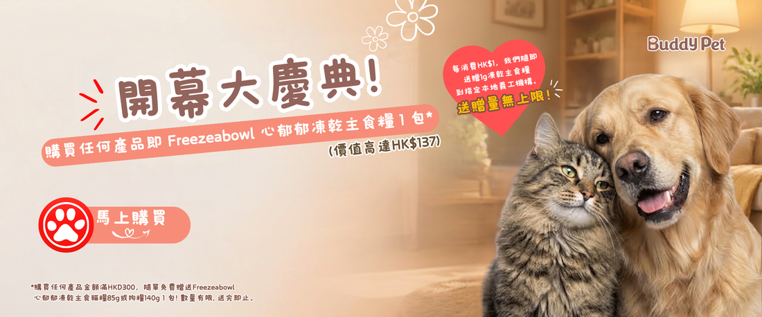 【Buddy Pet 開業大激賞】買任何產品，即送 Freezeabowl 心郁郁凍乾主食糧！