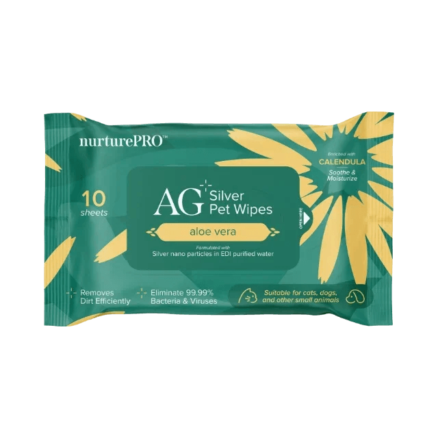 AG+ 銀離子寵物親膚消毒濕紙巾 10片裝 (蘆薈)