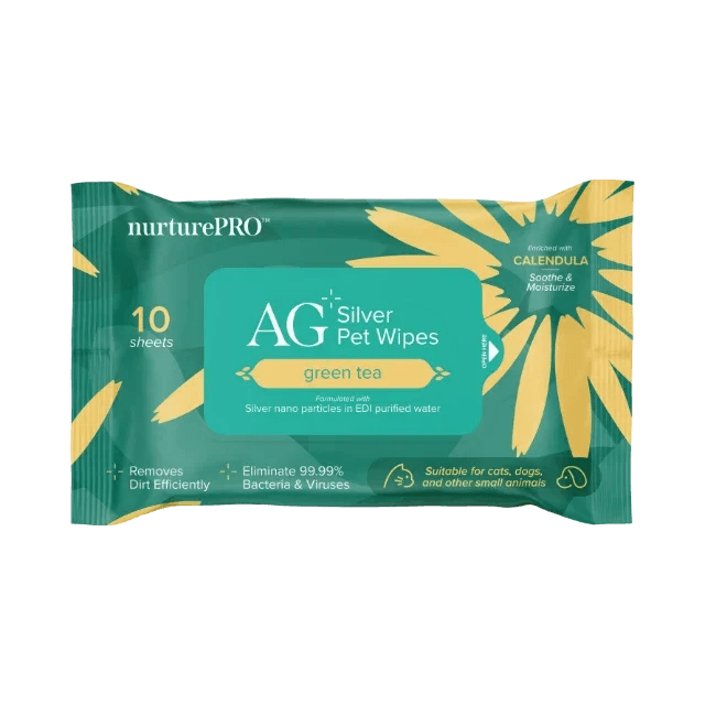 AG+ 銀離子寵物親膚消毒濕紙巾 10片裝 (綠茶)