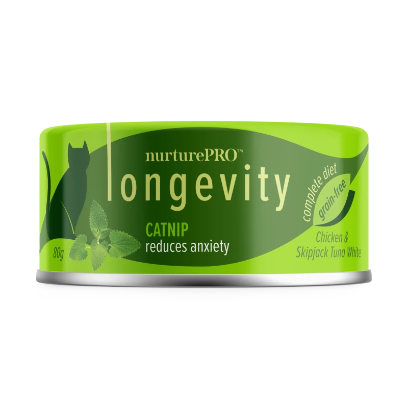 Longevity 綠茶肉絲貓罐頭  貓草情緒舒緩主食罐 80g