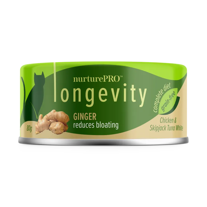 Longevity 綠茶肉絲貓罐頭  生薑健胃主食罐 80g