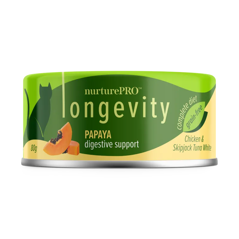 Longevity 綠茶肉絲貓罐頭  木瓜益腸主食罐 80g