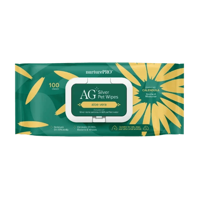 AG+ 銀離子寵物親膚消毒濕紙巾 100片裝 (蘆薈)