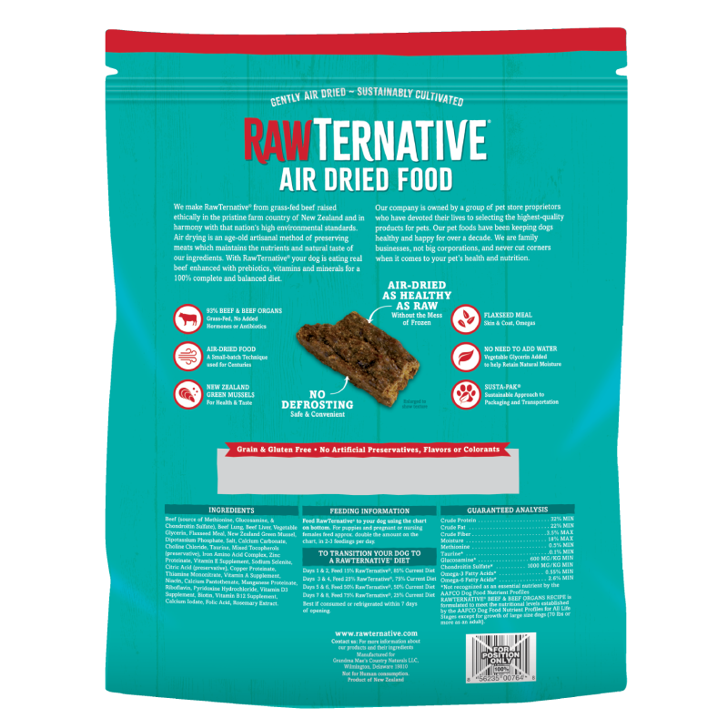 Rawternative 風乾生肉狗糧 無激素草飼牛風乾配方 5oz │ 1LB │ 3LB