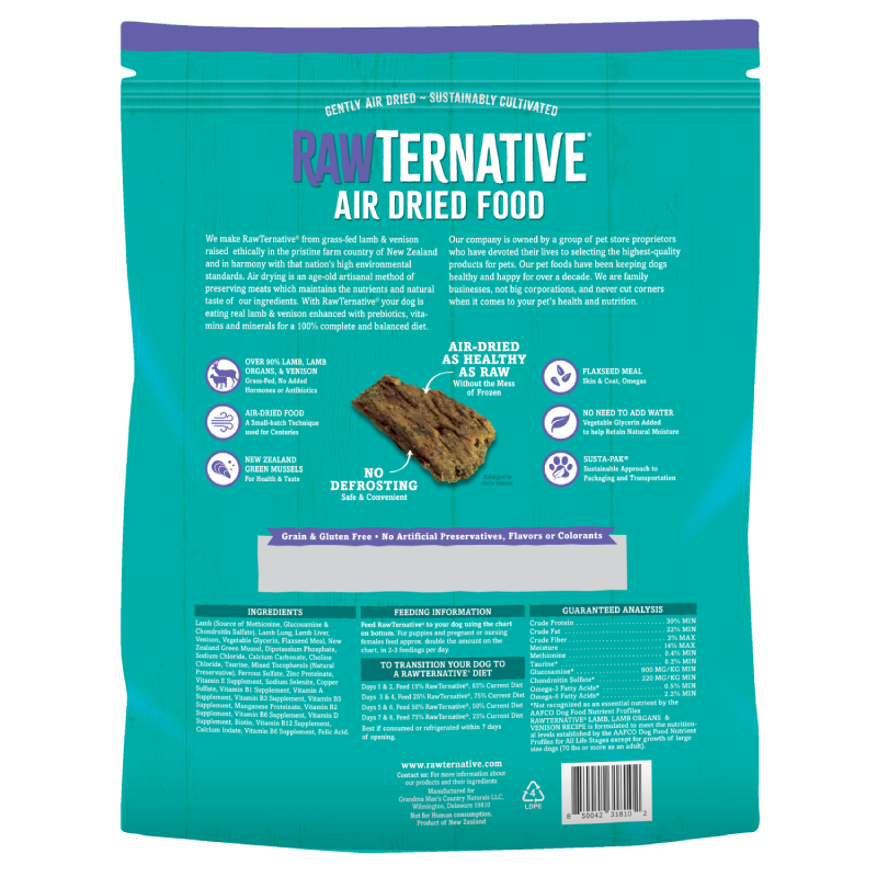 Rawternative 風乾生肉狗糧 無激素草飼羊鹿肉風乾配方 5oz │ 1LB │ 3LB
